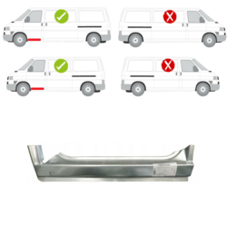 Prah pod dveře levý VOLKSWAGEN TRANSPORTER (T4)/CARAVELLE/MULTIVAN, 07.90-03.03