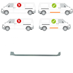 Prah pravý pod posuvné dveře VOLKSWAGEN TRANSPORTER (T4)/CARAVELLE/MULTIVAN, 07.90-03.03 