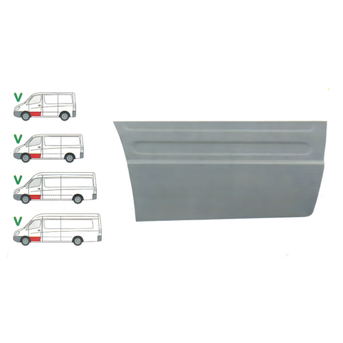 Opravný plech předních dveří levý DODGE SPRINTER (906), 01.2007-12.2009,MERCEDES SPRINTER 209-524 (W906), 04.2006-10.2013,MERCEDES SPRINTER 210-519 (W906), 10.2013-06.2018,VOLKSWAGEN CRAFTER (2E),12.2005-04.2017 